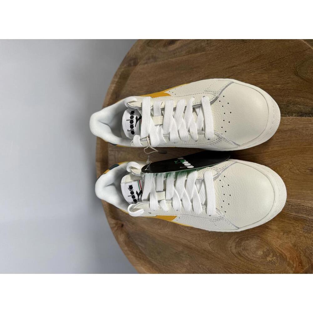 Diadora Game L Low White Golden Rod Leather Sneakers Size US 6 / EU 36.5 NWB - Picture 3 of 11